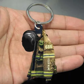 Customized Firefighter Keychain, Firefighter Helmet, Firefighter Costume, Firefighter Gifts for Father, Firefighter's Day