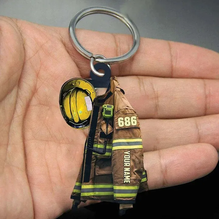 Customized Firefighter Keychain, Firefighter Helmet, Firefighter Costume, Firefighter Gifts for Father, Firefighter's Day