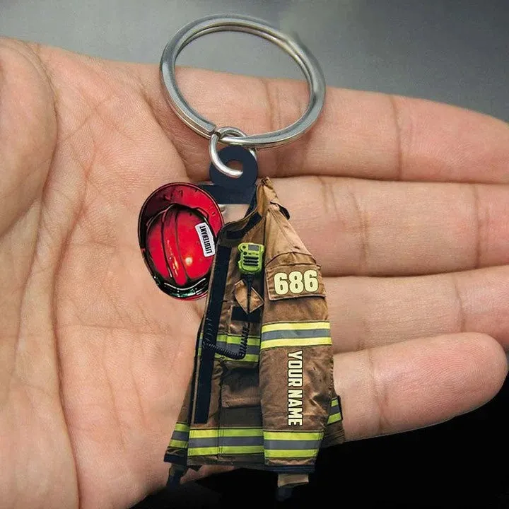 Customized Firefighter Keychain, Firefighter Helmet, Firefighter Costume, Firefighter Gifts for Father, Firefighter's Day