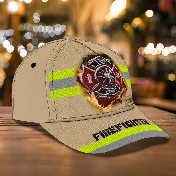 Customized Firefighter Man Cap 3D All Over Printed for Firefighter's Day, Firefighter Hat for Father