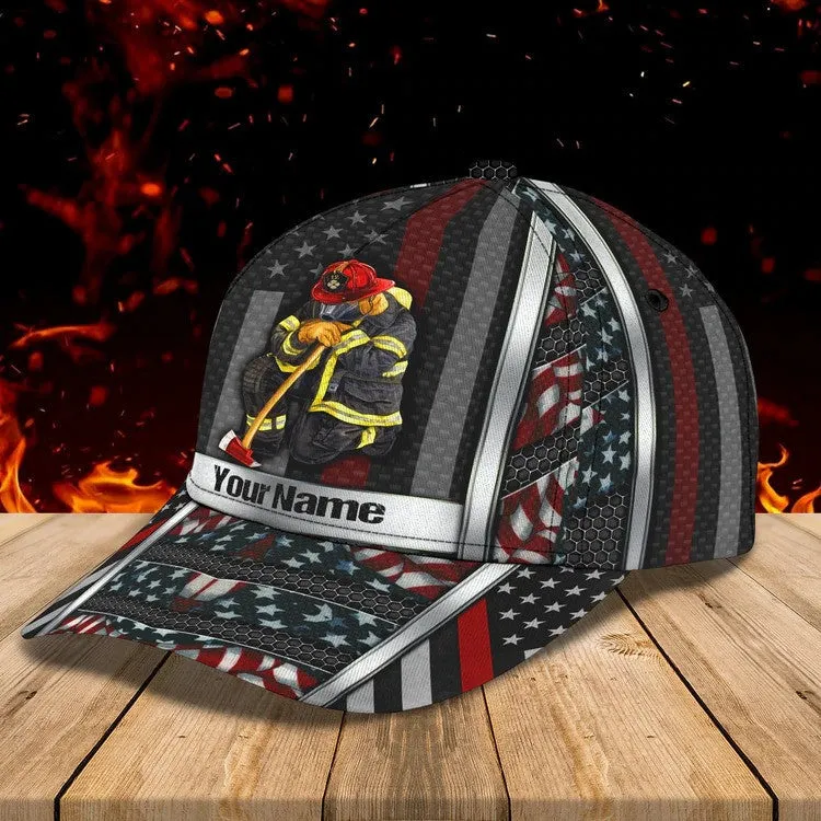 Customized Firefighter Man Cap 3D All Over Printed for Firefighter's Day, Firefighter Hat for Father