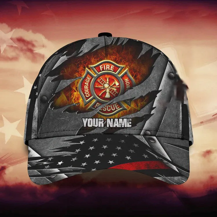 Customized Firefighter Man Cap 3D All Over Printed for Firefighter's Day, Firefighter Hat for Father