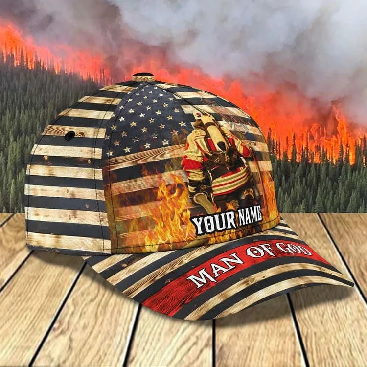 Customized Firefighter Man of God Cap for Man, Jesus is my Savior Firefighter Hat