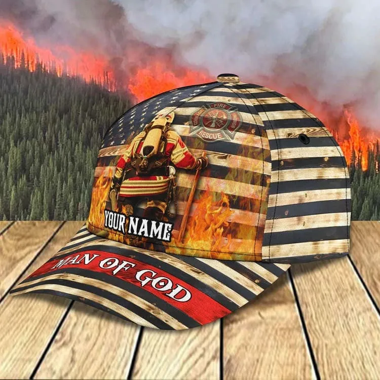 Customized Firefighter Man of God Cap for Man, Jesus is my Savior Firefighter Hat