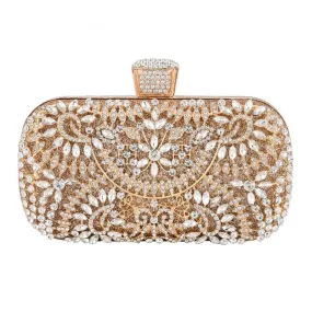 Diamond Evening Clutch Bag For Wedding-with Chain and Metal Handle-Clutch Purse