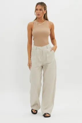 Dodie Straight Leg Trouser Pants Linen Oat