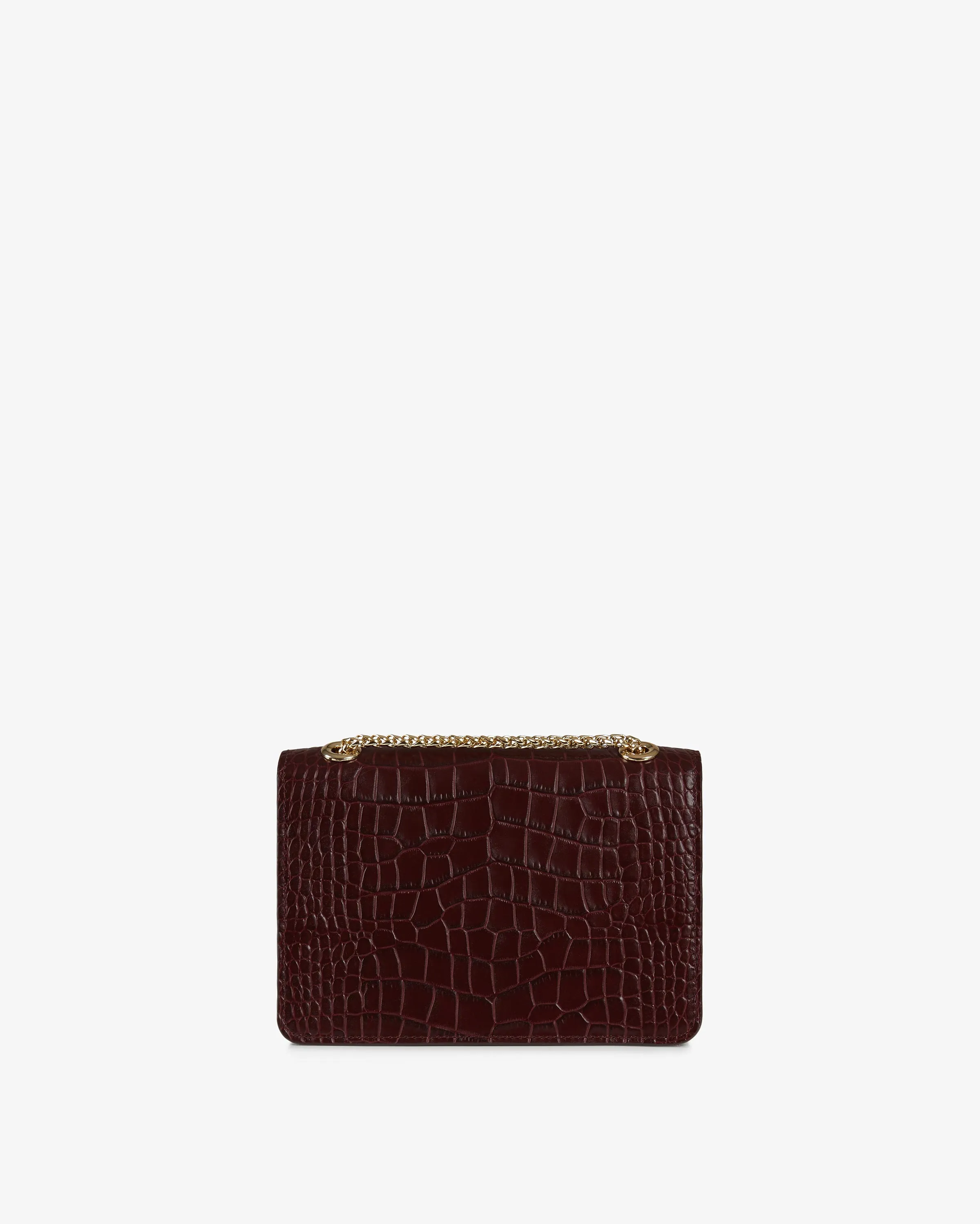 East/West Mini - Croc-Embossed Leather Burgundy