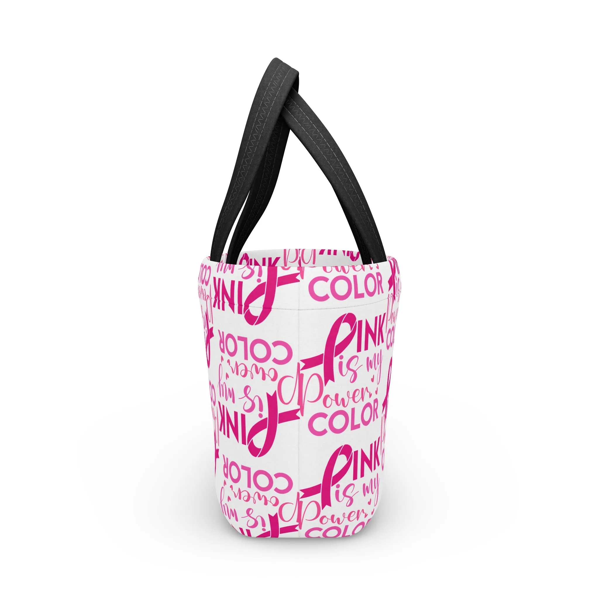 Empowering Pink Lunch Bag for Her, Breast Cancer Awareness Gift, Cute Tote for Work, School, Yoga or Picnic, Supportive Gift Idea, Stylish