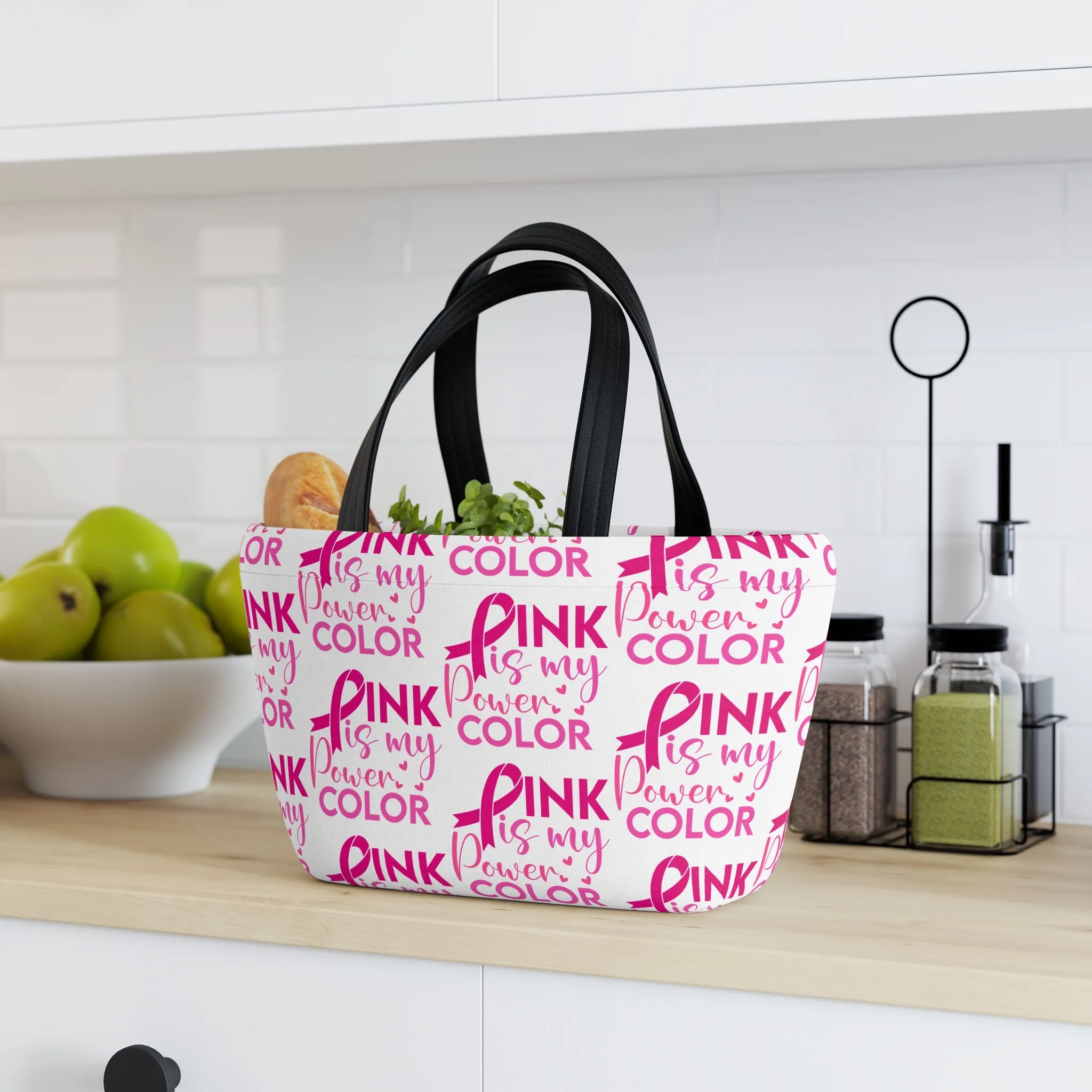 Empowering Pink Lunch Bag for Her, Breast Cancer Awareness Gift, Cute Tote for Work, School, Yoga or Picnic, Supportive Gift Idea, Stylish