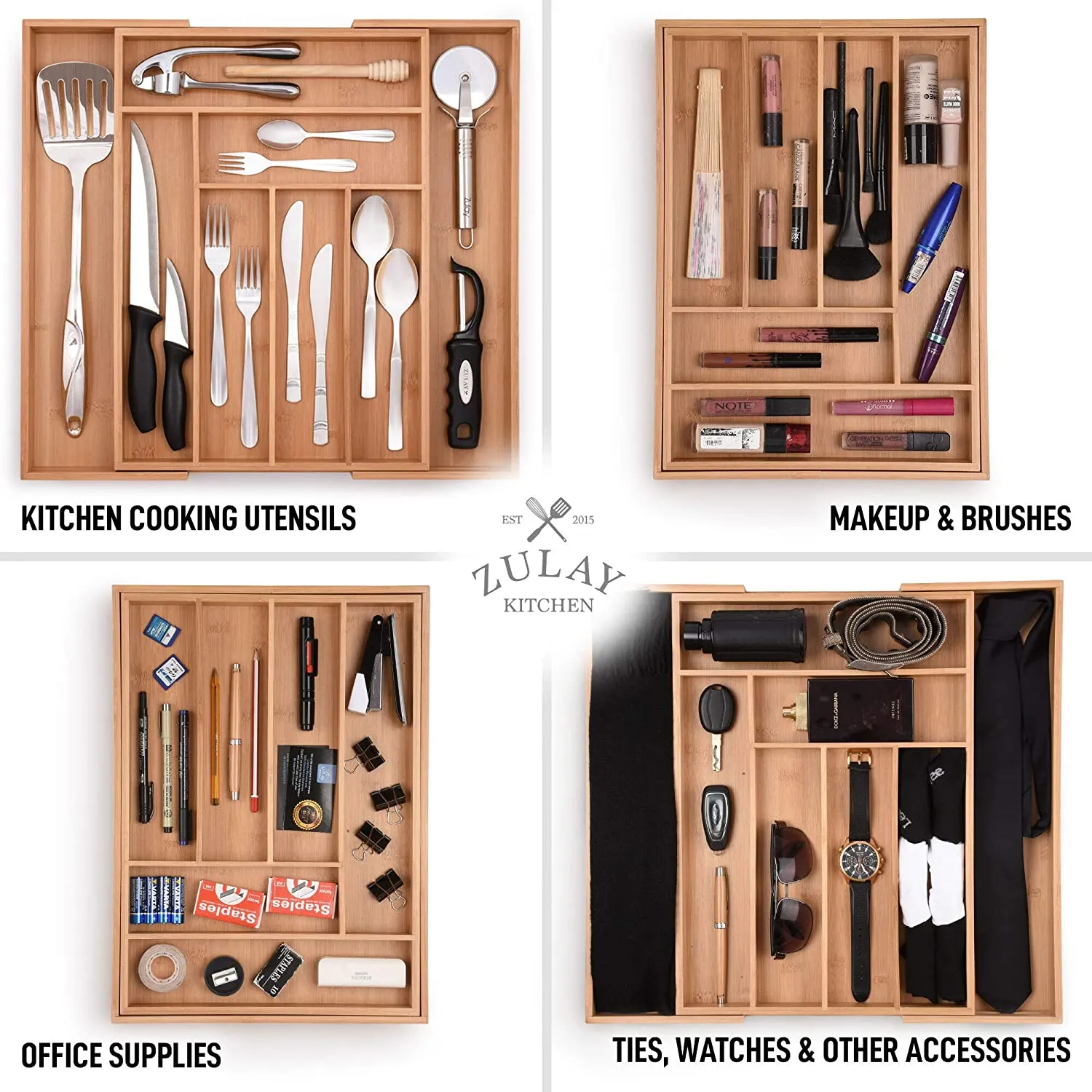 Expandable Kitchen Drawer Organizer - Bamboo