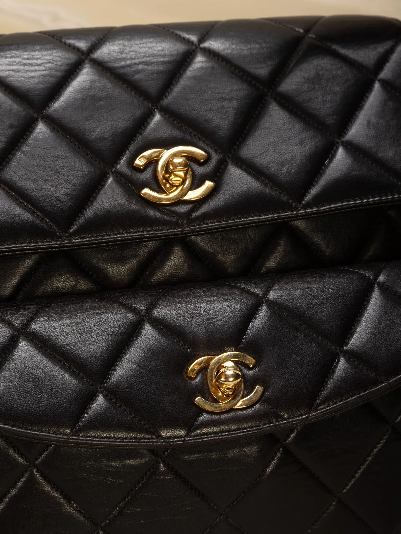 Extremely Rare CL Lambskin Double Turnlock Shoulder Bag