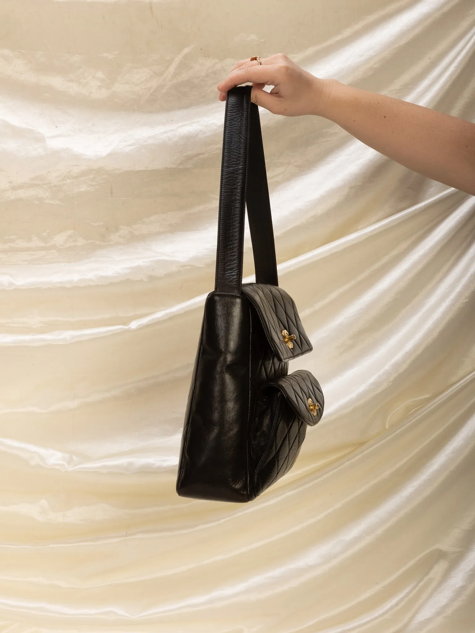 Extremely Rare CL Lambskin Double Turnlock Shoulder Bag