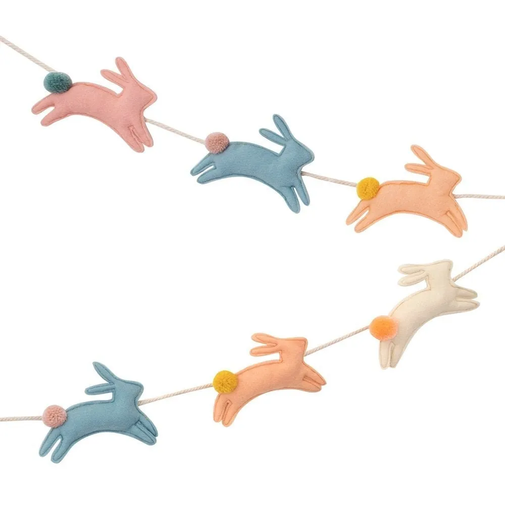 Felt Bunny Garland, 8 Padded Felt Hearts in 4 Pastel Shades by Meri Meri, 6.5 Feet Long (with 10.5 Feet of Cord)