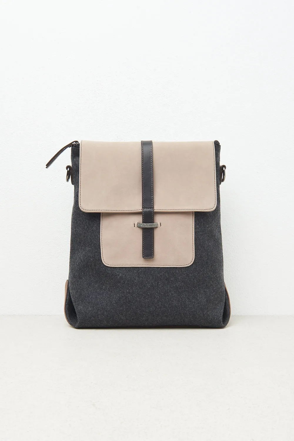 Felt, real leather and Punto Luce trim rucksack