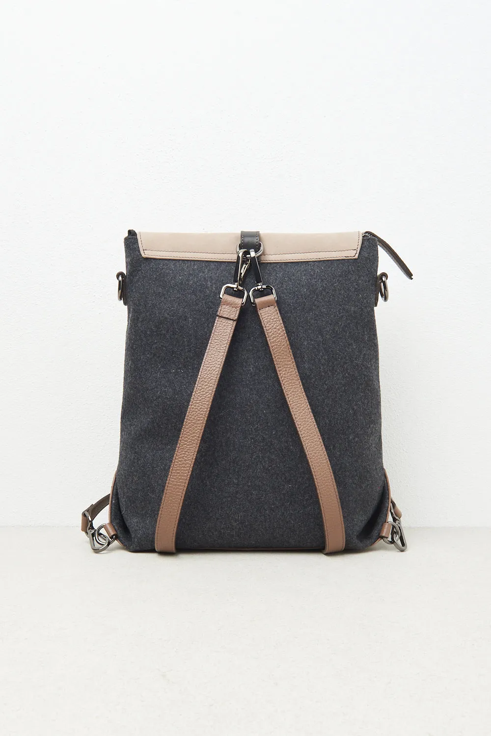 Felt, real leather and Punto Luce trim rucksack