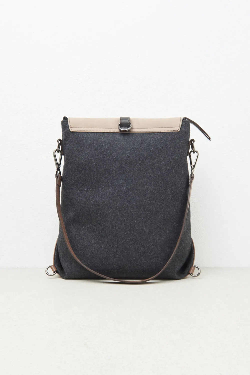 Felt, real leather and Punto Luce trim rucksack