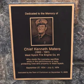 Fire Chief Memorial Bronze Plaque