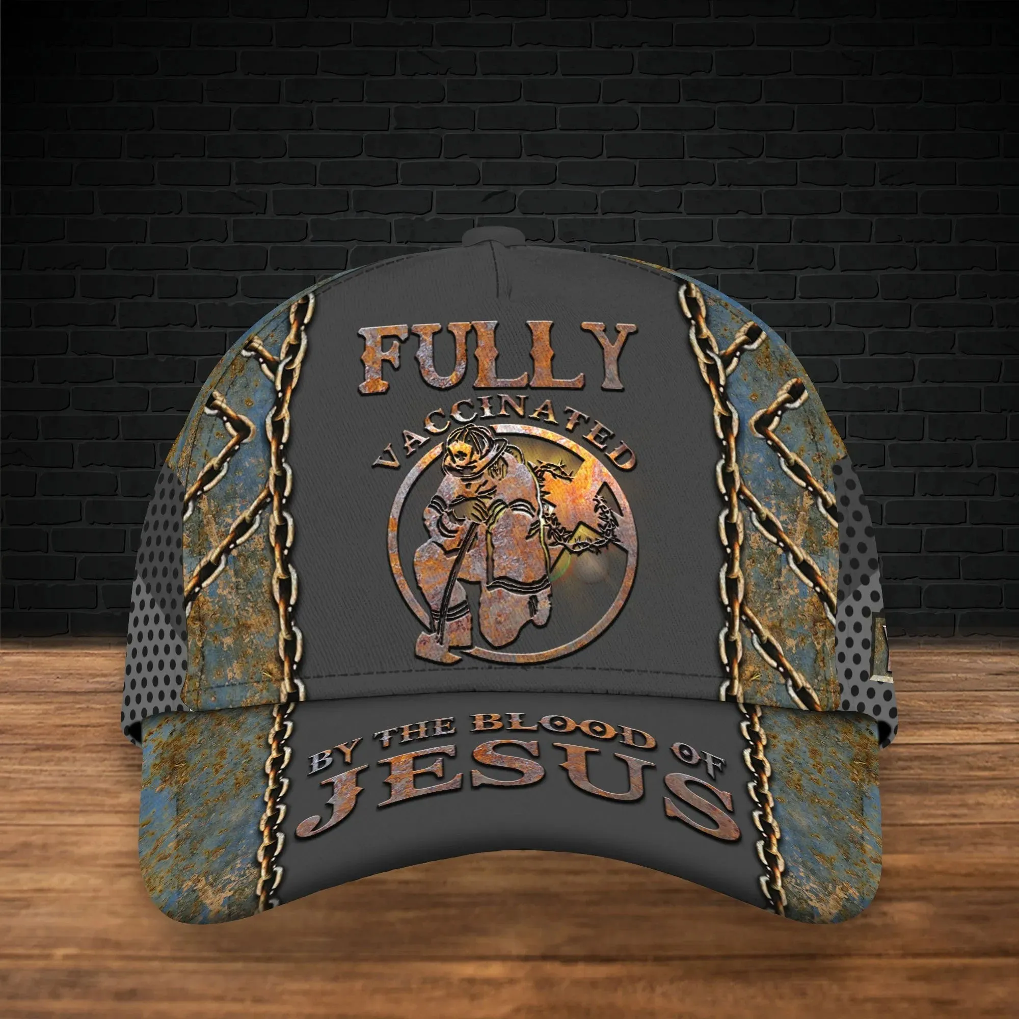 Firefighter Jesus Firefighter Cap Personalized Jesus Gift, Fully Vaccinated By The Blood Of Jesus Cap