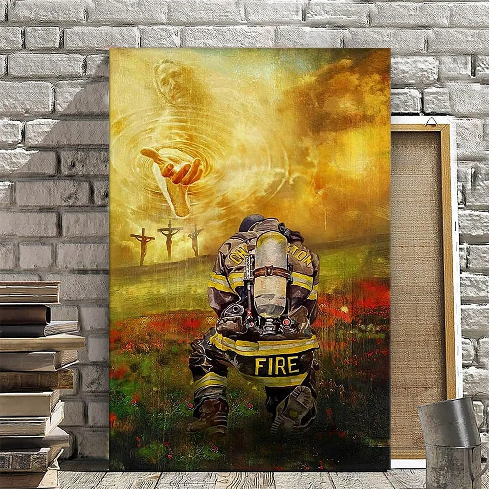 Firefighter Jesus Take My Hand To The Beautiful World - Jesus Canvas Painting - Jesus Canvas Art - Jesus Poster - Ciaocustom