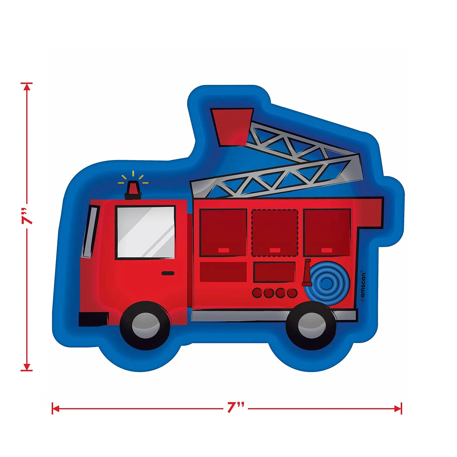 Firefighter Party Fire Truck Shaped Paper Plates and Badge Beverage Napkins (Serves 16)