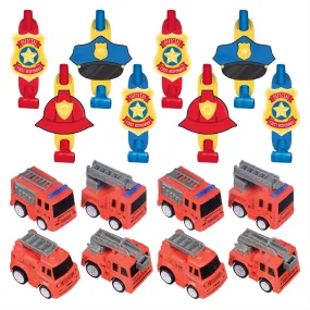 Fireman Party Fire Truck Party Favors and First Responder Blowouts for 8 Guests