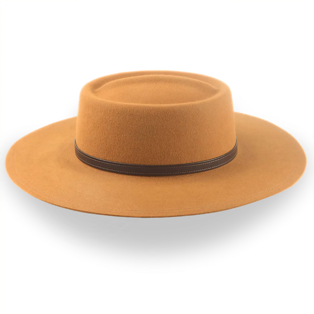 Flat Brim Gambler Cowboy Hat in Ginger Fur Felt | The Gambler