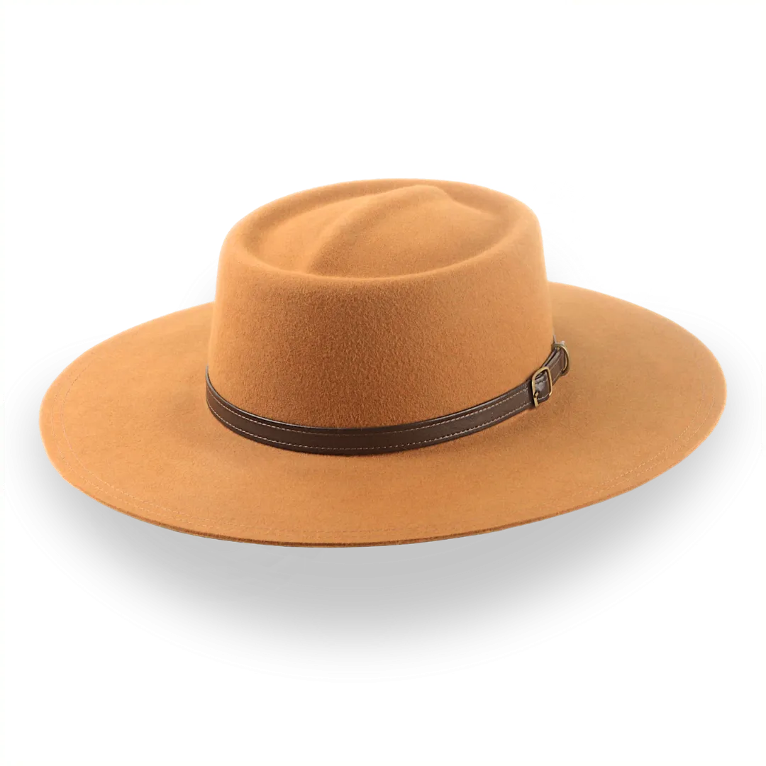 Flat Brim Gambler Cowboy Hat in Ginger Fur Felt | The Gambler