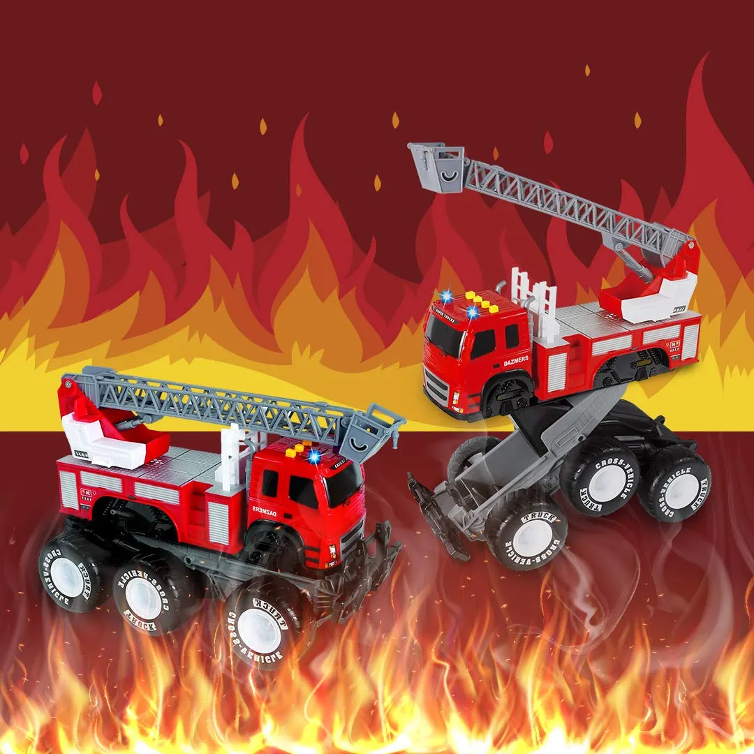 Friction Powered Monster Fire Engine Truck with Lights and Sounds, Transform Firetruck