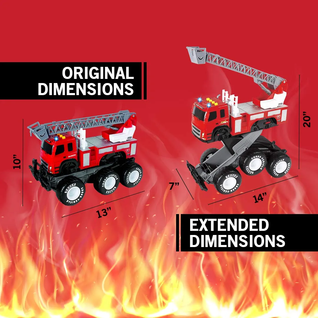 Friction Powered Monster Fire Engine Truck with Lights and Sounds, Transform Firetruck