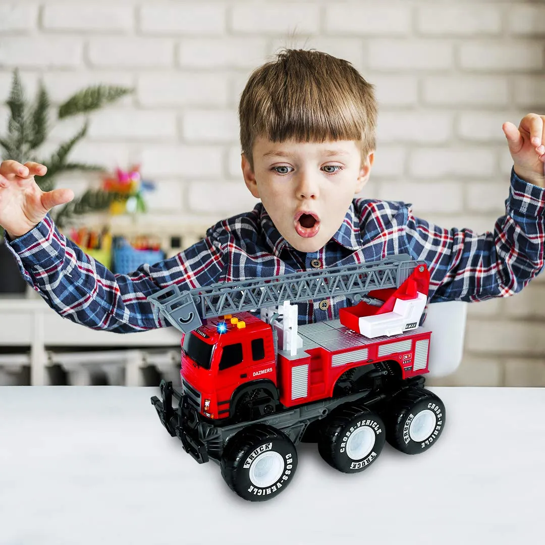 Friction Powered Monster Fire Engine Truck with Lights and Sounds, Transform Firetruck