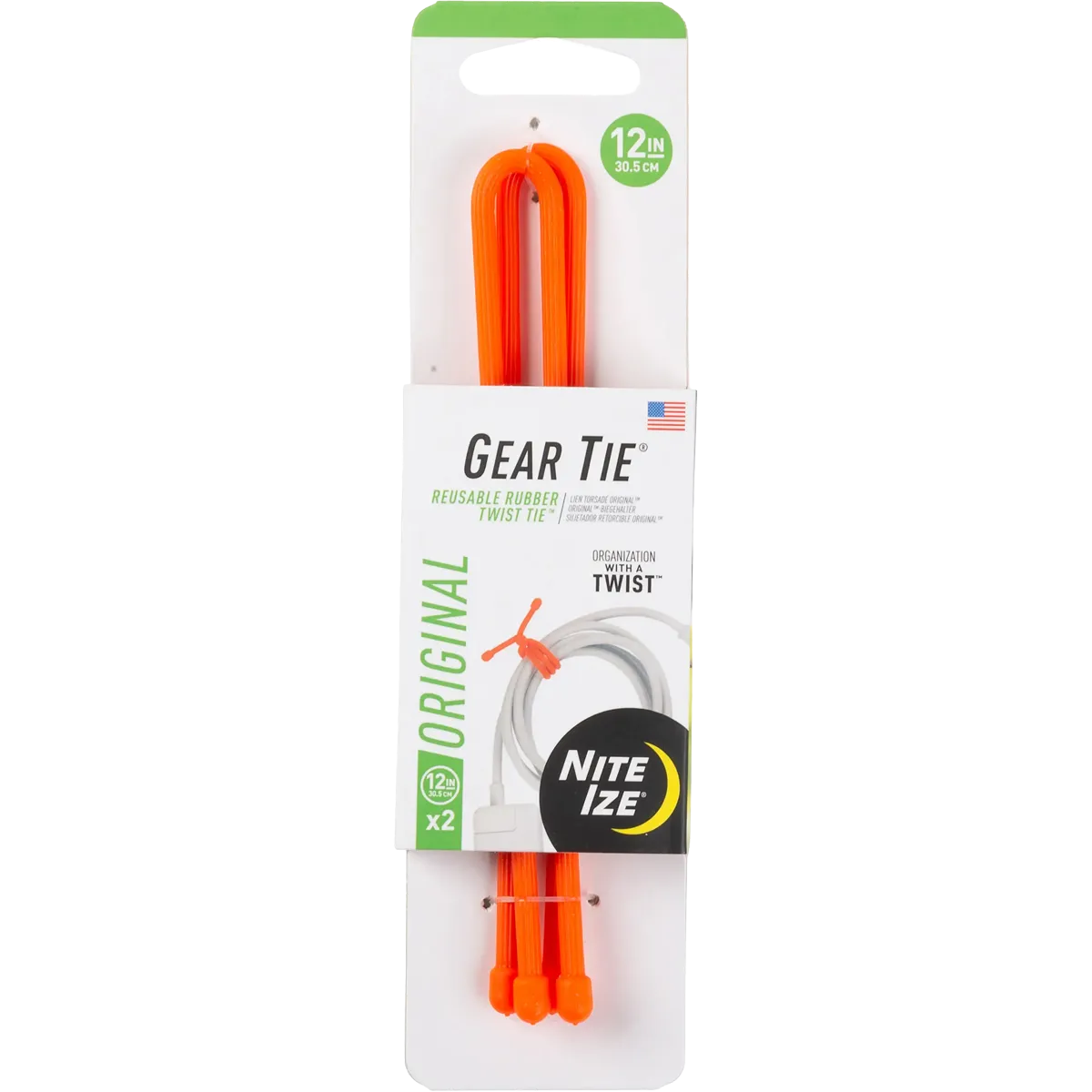 Gear Tie Reusable Rubber Twist Tie 12" -  2 Pack