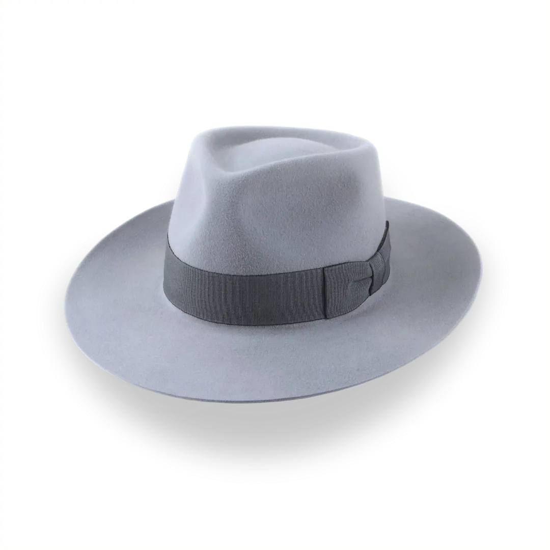 Grey Wide Brim Fedora Hat in Elegant Fur Felt | The Laird