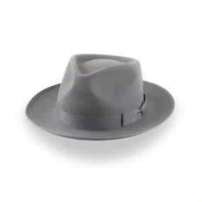 Grey Wide Brim Western Fedora in Premium Beaver Fur Felt | The Ulysses