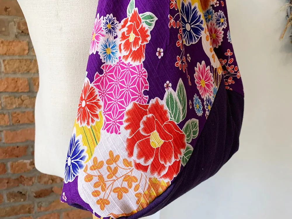 *Handmade* Origami bag | Market bag | Purple Chrysanthemum