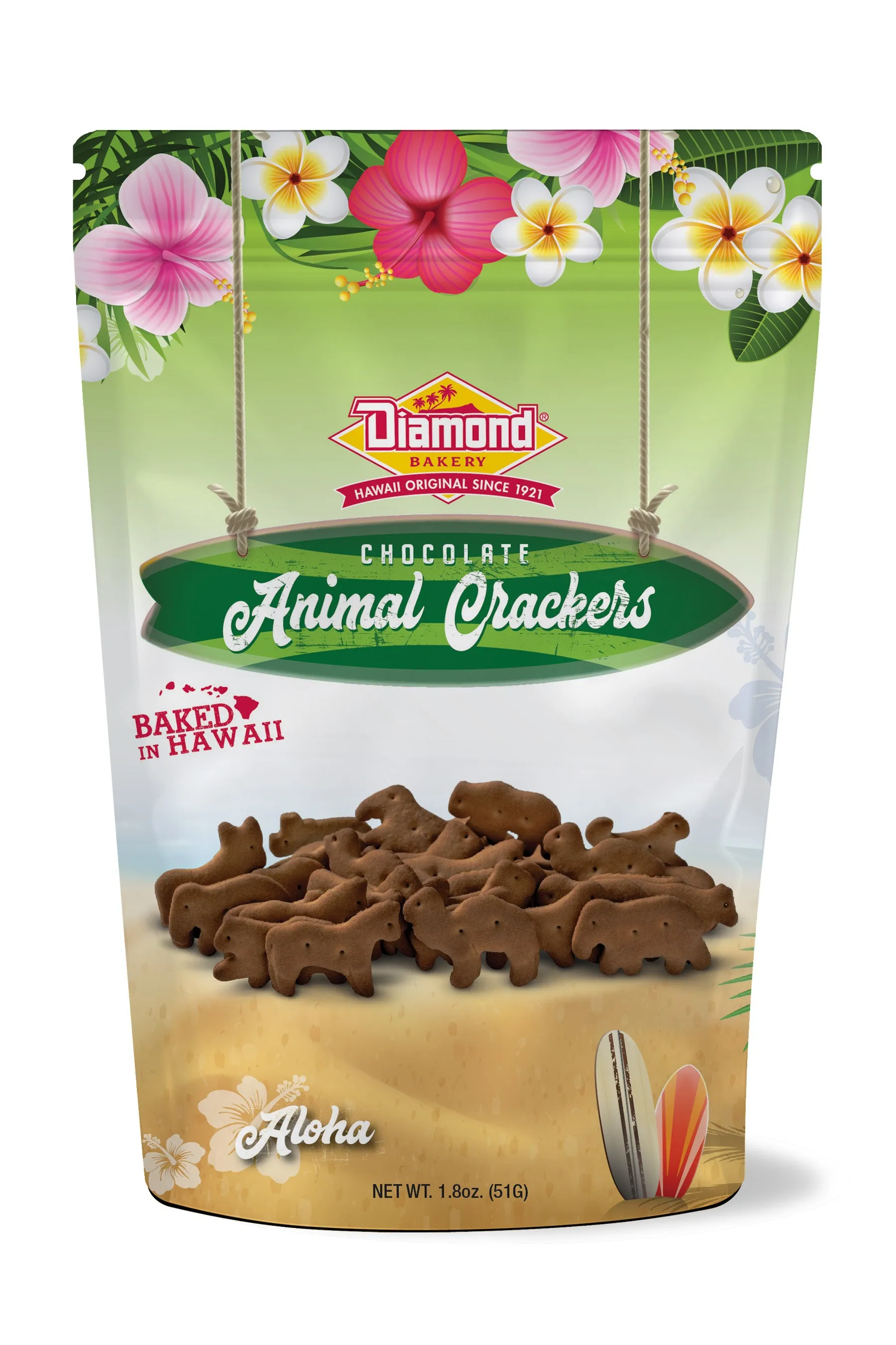 Hawaiian Jungle Animal Crackers, Chocolate (1.8oz)