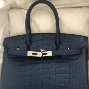 Hermès Birkin 30 Bleu de Malte Alligator Mississippi Matte Palladium Hardware PHW