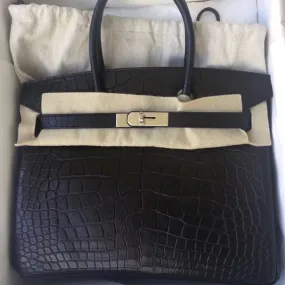 Hermès Birkin 30 Noir (Black) Alligator Mississippi Matte Palladium Hardware PHW