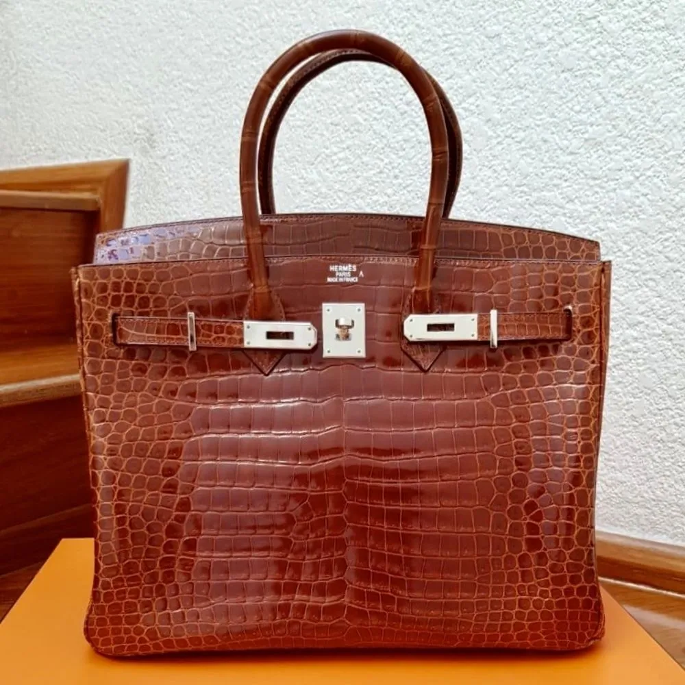 Hermès Birkin 35 Miel Crocodile Porosus Lisse Gold Hardware GHW