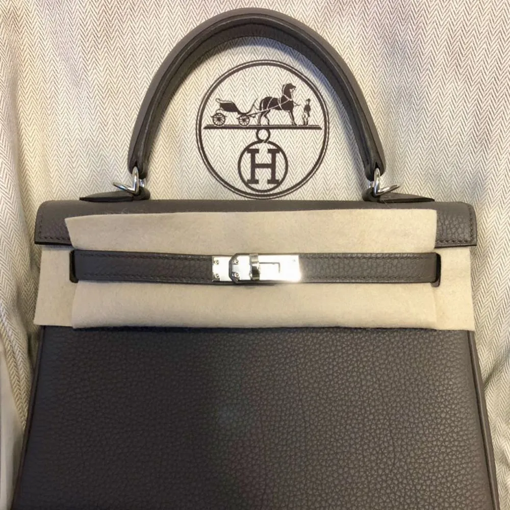 Hermès Kelly 25 Gris Etain Togo Palladium Hardware PHW