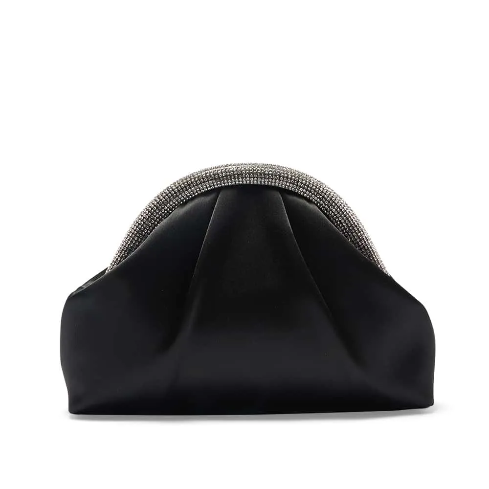 Jane Clutch in Black Satin