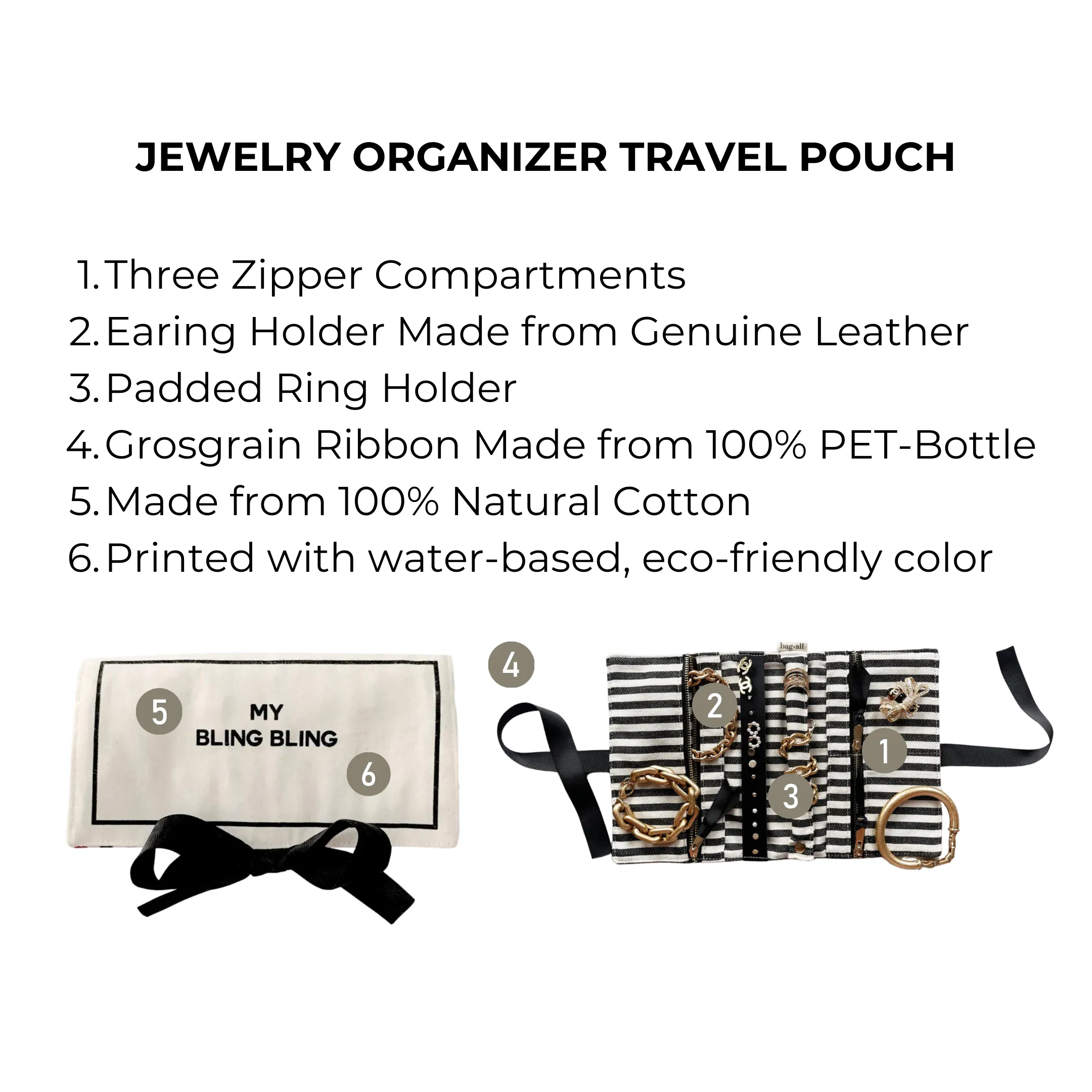 Jewelry Organizer, Travel Pouch, Cream