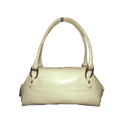 Judith Leiber White Alligator Handbag With Swarovski and Silver