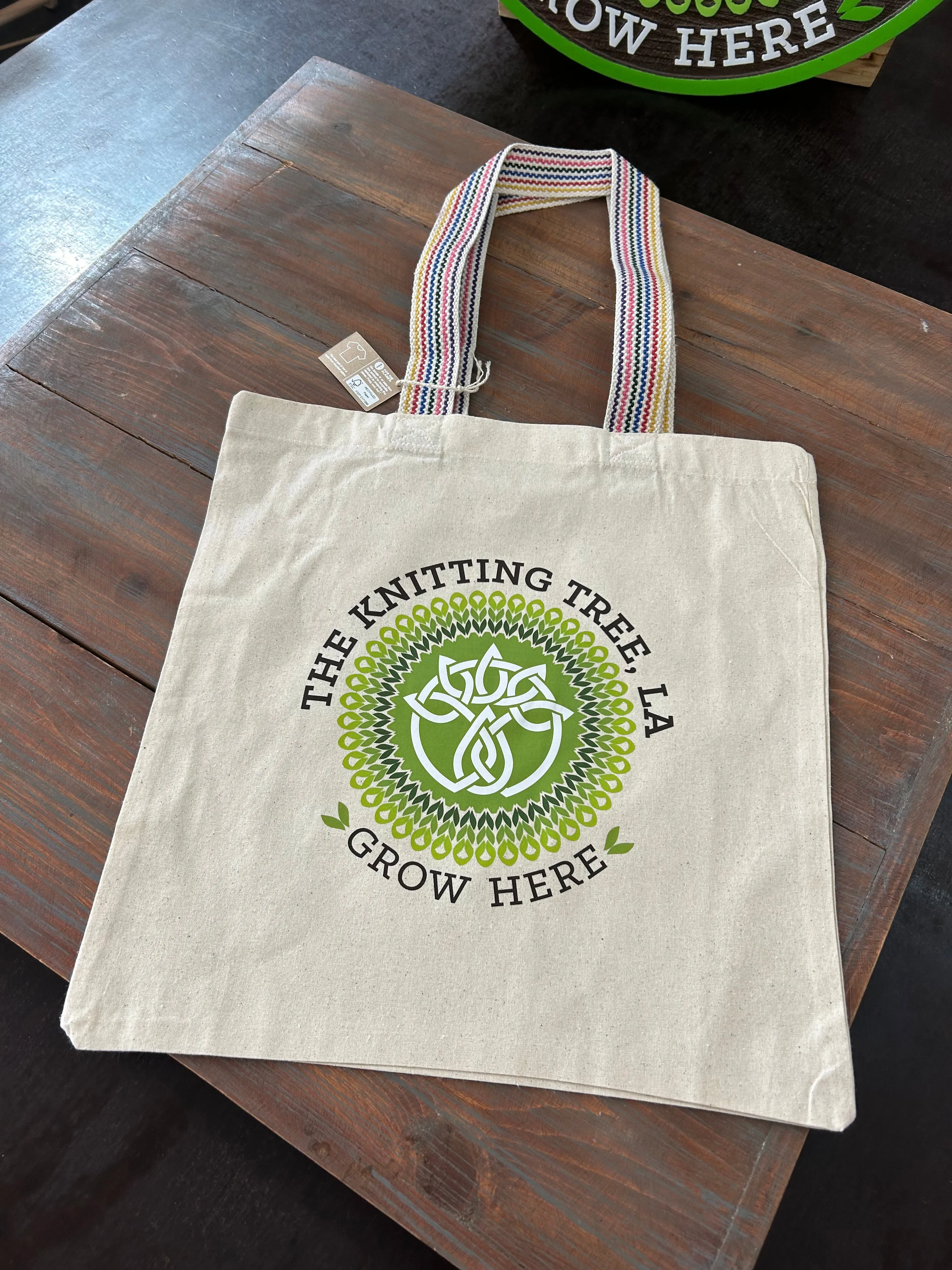 Knitting Tree LA logo cotton tote bag