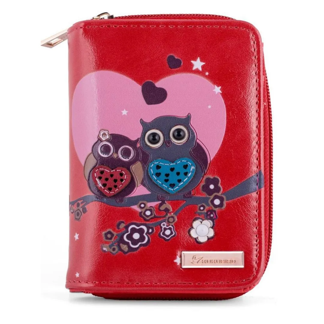 Kukubird Medium Purse 2 owl's love - Red