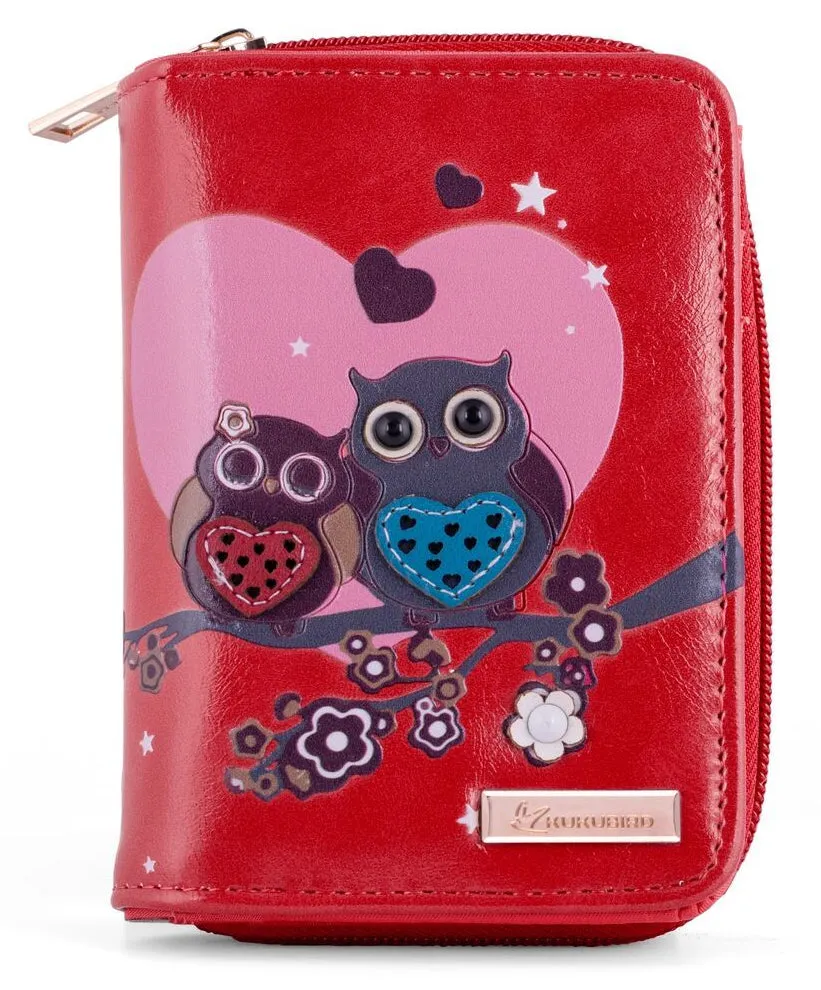 Kukubird Medium Purse 2 owl's love - Red