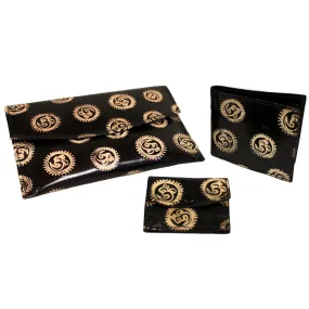 Leather Purse Set - Om - Black