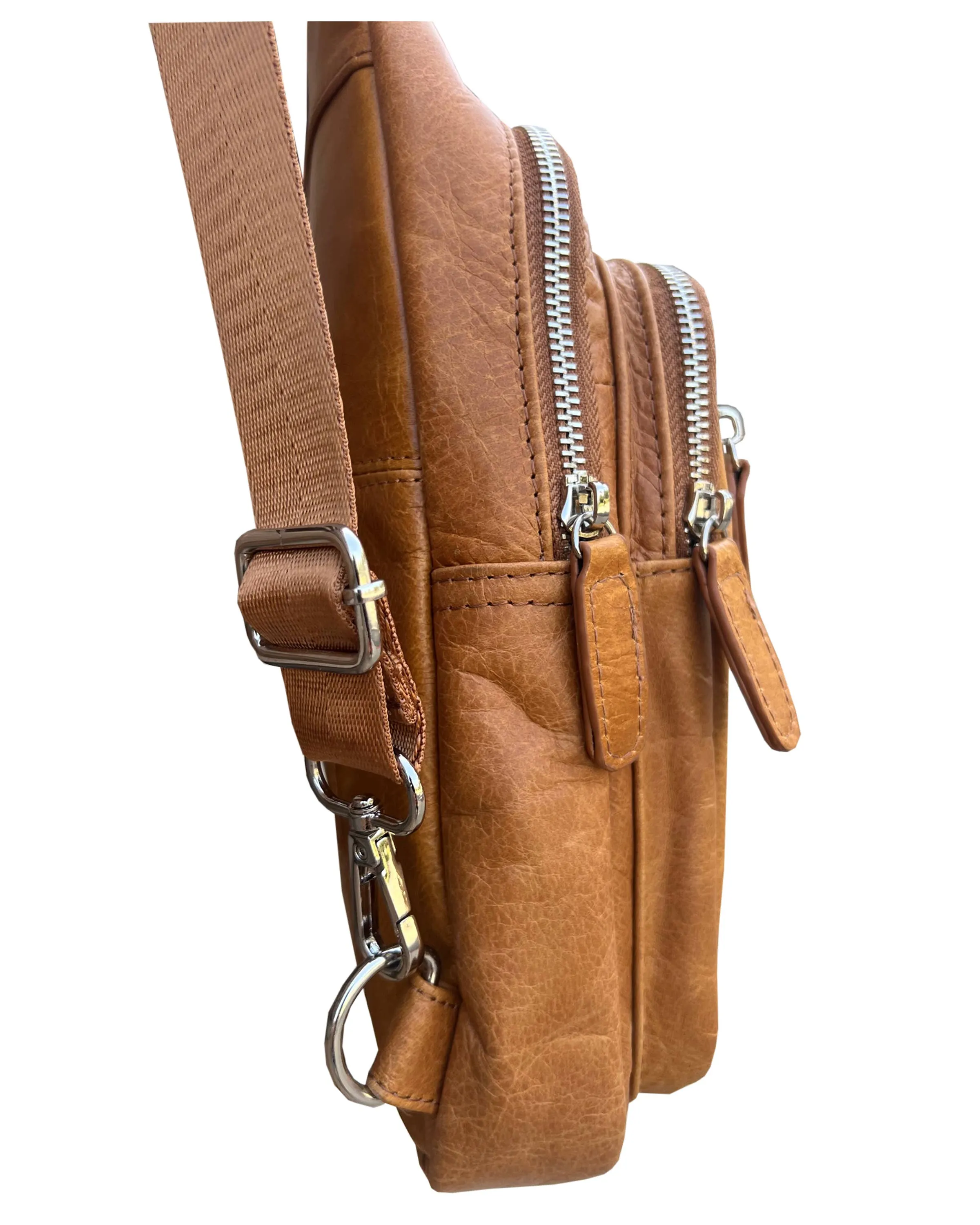 Leather Sling Bag with Adjustable Shoulder Strap