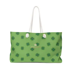 Light Green Clover Tote Bag, St. Patrick's Day Large Weekender Best Tote Bag- Printed in USA