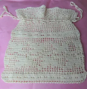 LOVELY Antique Wedding Purse ,Hand Crochet Bag, Bridal Drawstring Reticule, Crocheted Purse, Regency Antebellum Downton Abbey Style Wedding