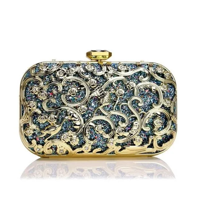 Luxy Moon Sequin Evening Bags Metal Wedding Party Minaudiere Clutch